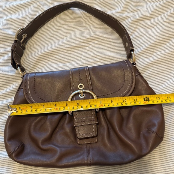 Coach Pleated Brown Leather Shoulder Buckle Bag - Picture 14 of 15